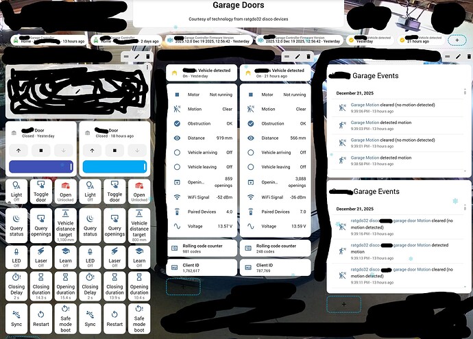 HA ratgdo Garage Dashboard