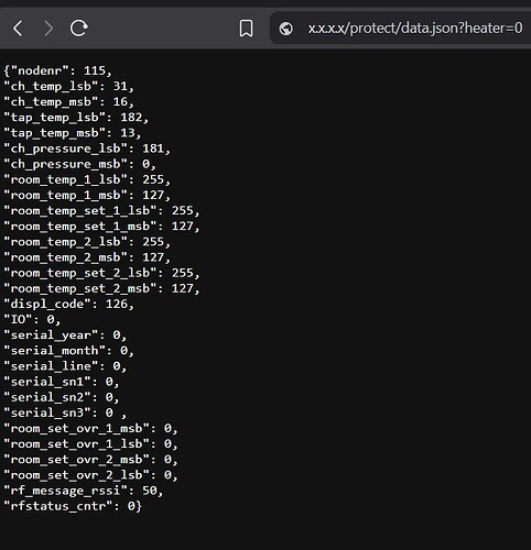 Incomfort json output