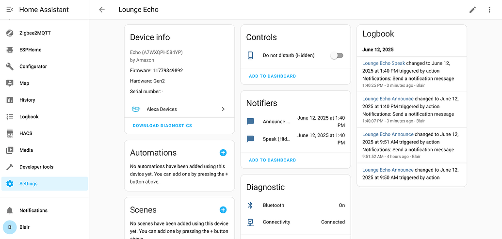 New core integration Alexa devices - Configuration - Home Assistant ...