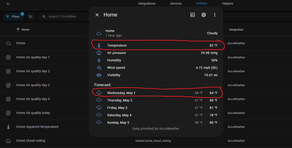 How to get Accuweather temperature (current, high, low) - Configuration ...