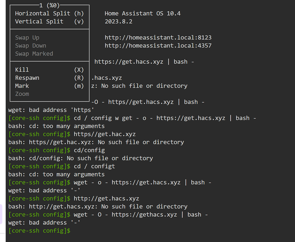 Problem with installing HACS Third party integrations Home