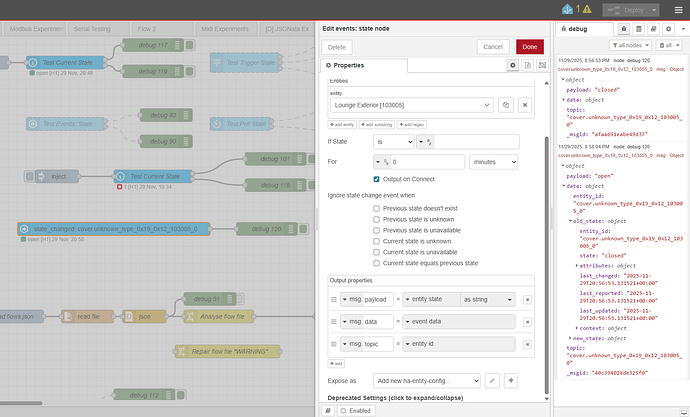 A cover entity using the Events - state node is working for me