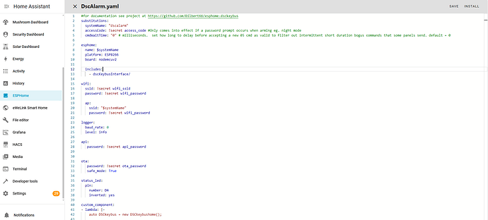 DSC Alarm in HA ESP Home