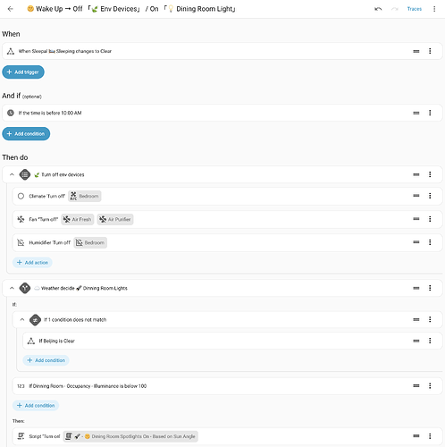 Automation: Wake up off env dev on lights