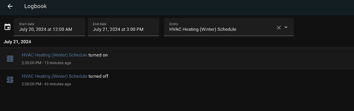 Log_heating schedule on