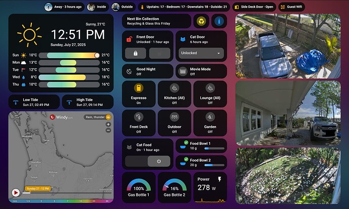 Wall tablet dashboard