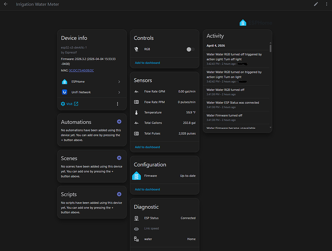 Device Dashboard - ESPHome
