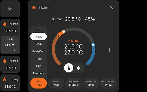 Climate popup – heating and cooling