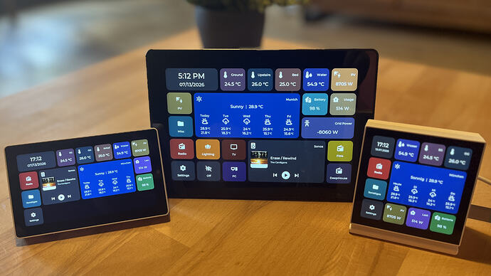 The three supported devices running the same firmware.