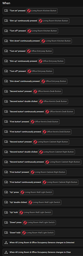 Whole slew of button triggers for a single room automation
