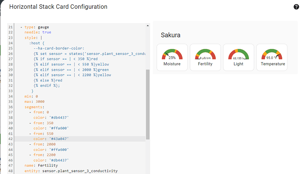 Using CardMod on a Lovelace Gauge Card w/Segments Frontend Home