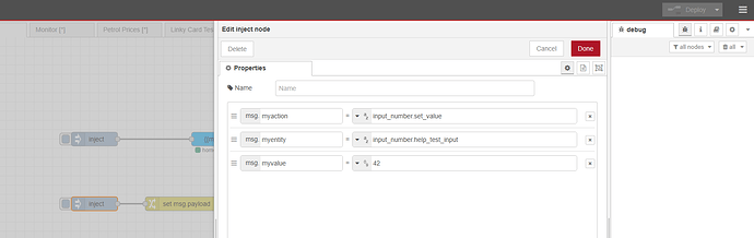 Action settings in input message with data object value