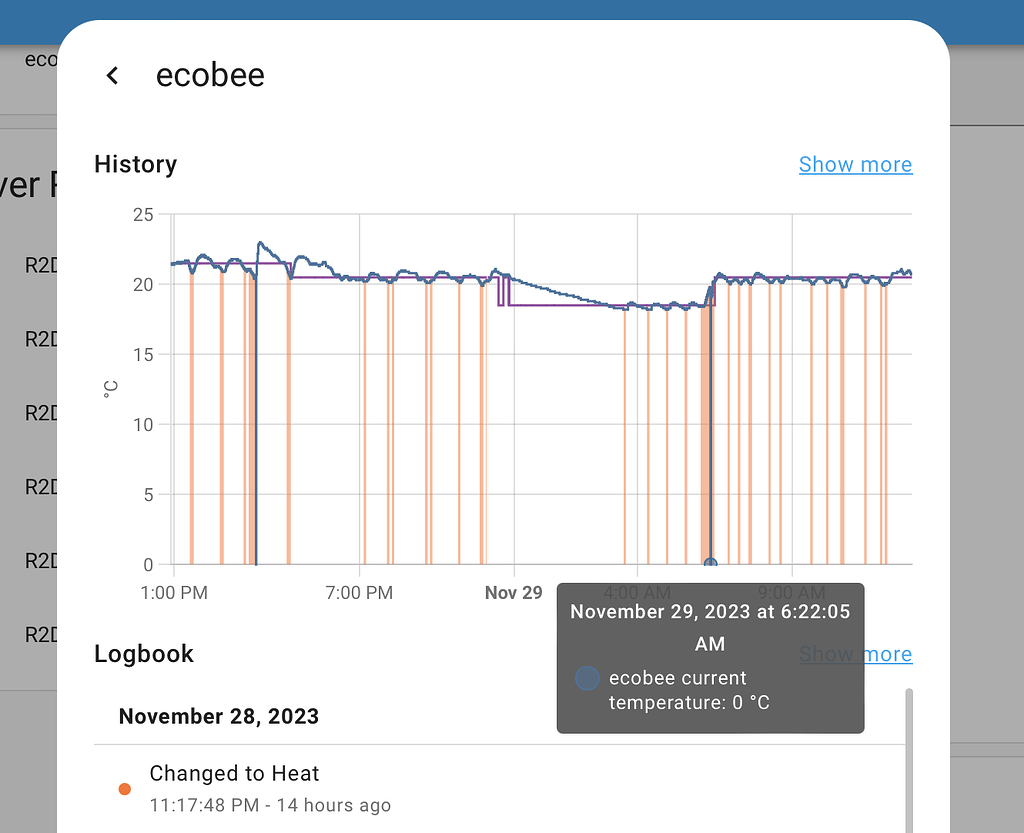 HomeKit ecobee thermostat dropping temperature to 0 degrees randomly