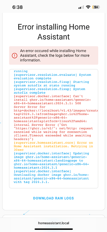 Installing haos on x84-64 errors - Home Assistant OS - Home Assistant ...