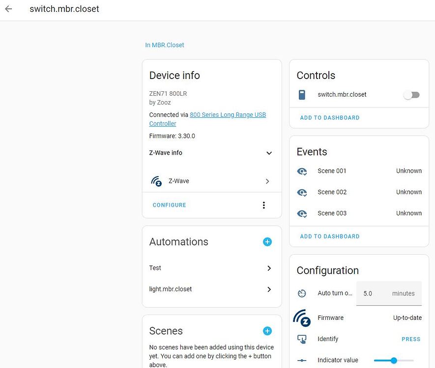 Zooz switch not showing up in choose entity ZWave Home Assistant