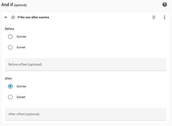 Automation - sunrise sunset offset condition - Configuration - Home ...