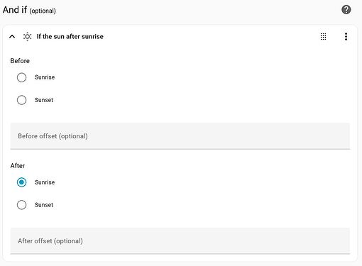 Automation - sunrise sunset offset condition - Configuration - Home ...