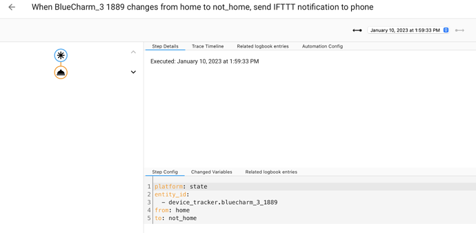 7 Automation home to not home traces