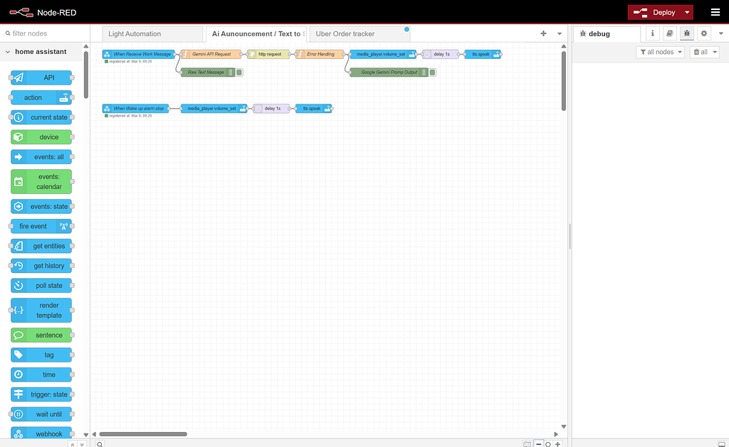 Gemini API + Node Red + Google TTS + Homepod Mini + Webhooks ...
