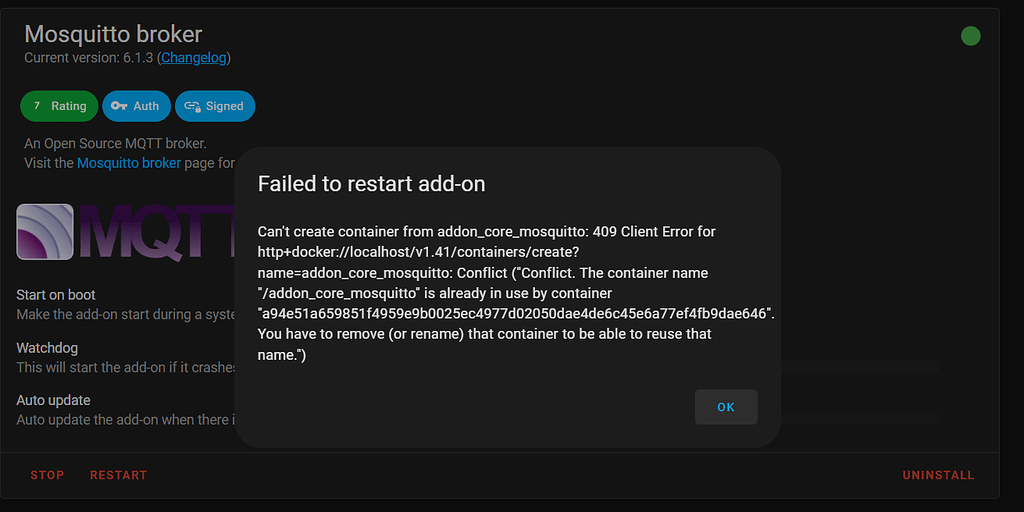 Failed To Restart Mqtt Integration Configuration Home Assistant