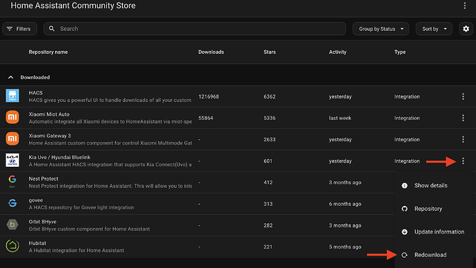 Kia Uvo : Hyundai Bluelink HACS