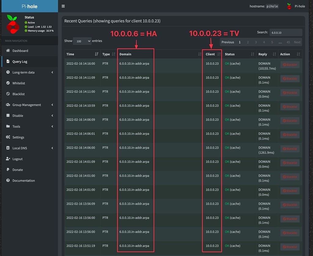 Samsung TV Reverse DNS Bombing PiHole For Home Assistant IP Third