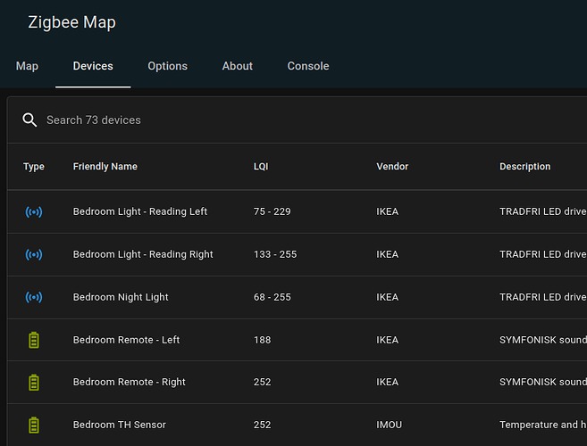 Add "LQI" information in the "Devices" list