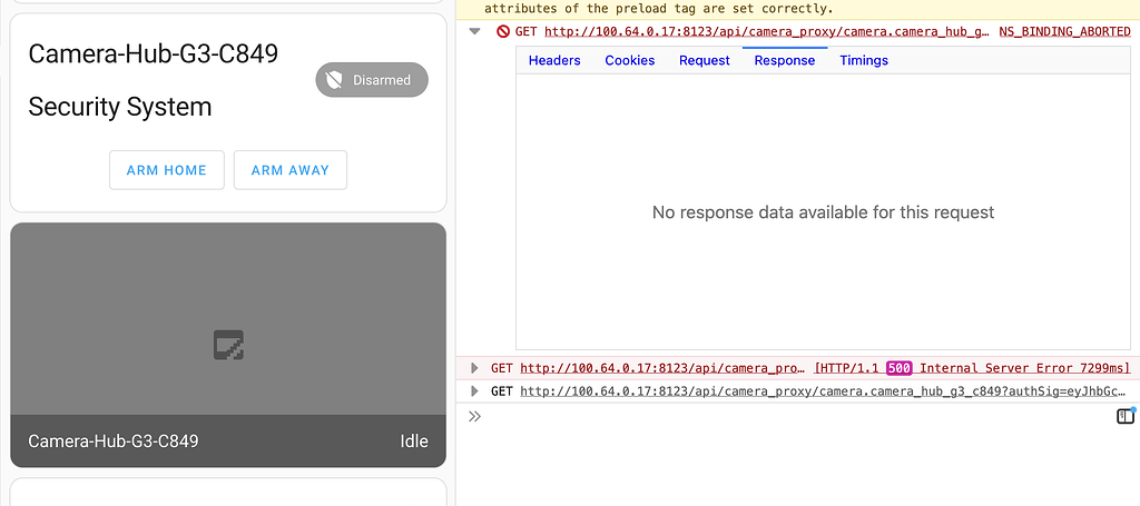 Api Samra 9 500 error when connecting to camera - Hardware - Home Assistant Community
