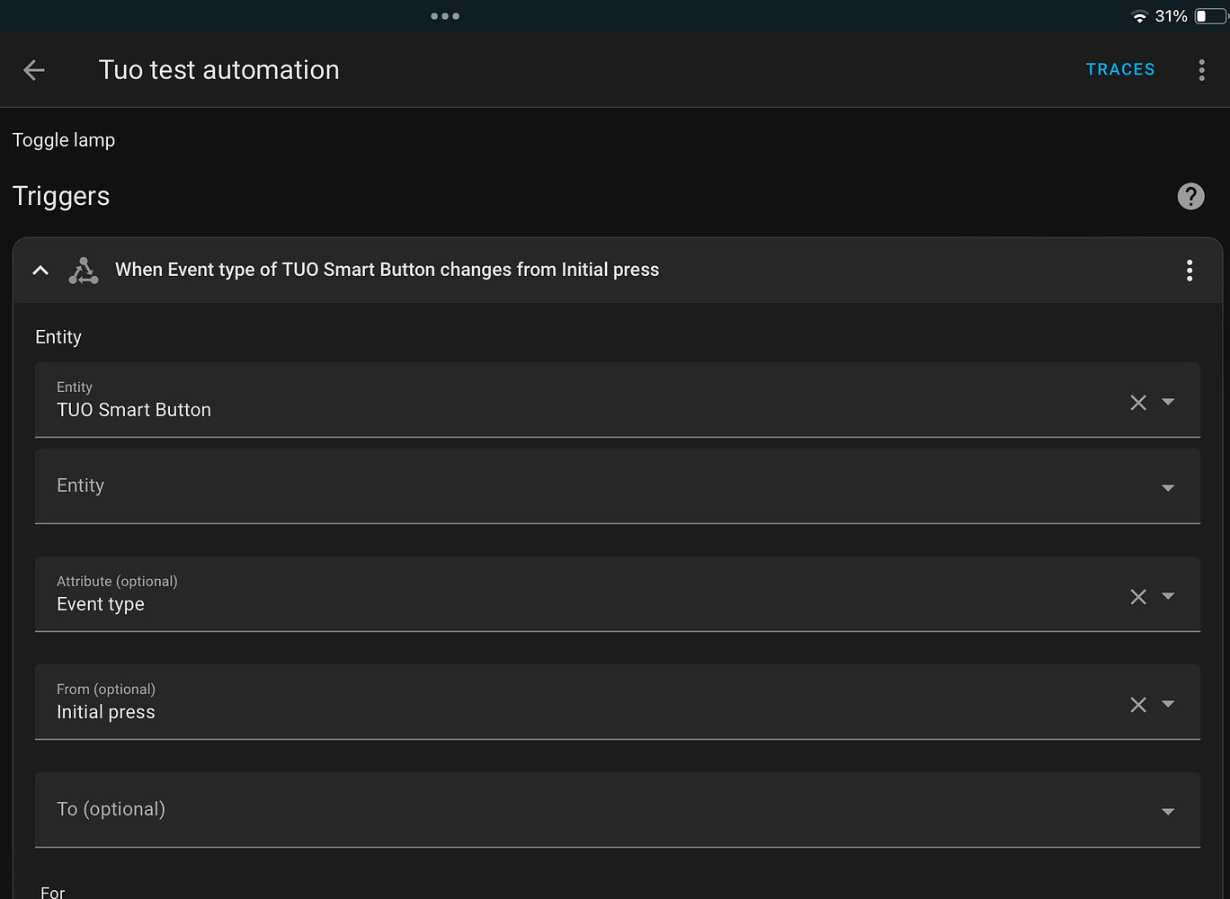 Are stateless Matter/Thread buttons supported? Tuo button only shows ...