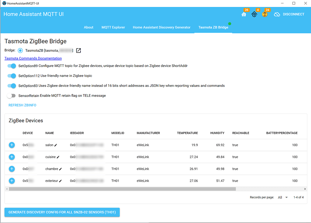 Sonoff Tasmota ZB Bridge and SNZB-02 sensors configured through MQTT ...