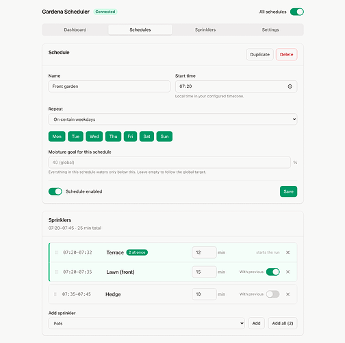 The schedule editor
