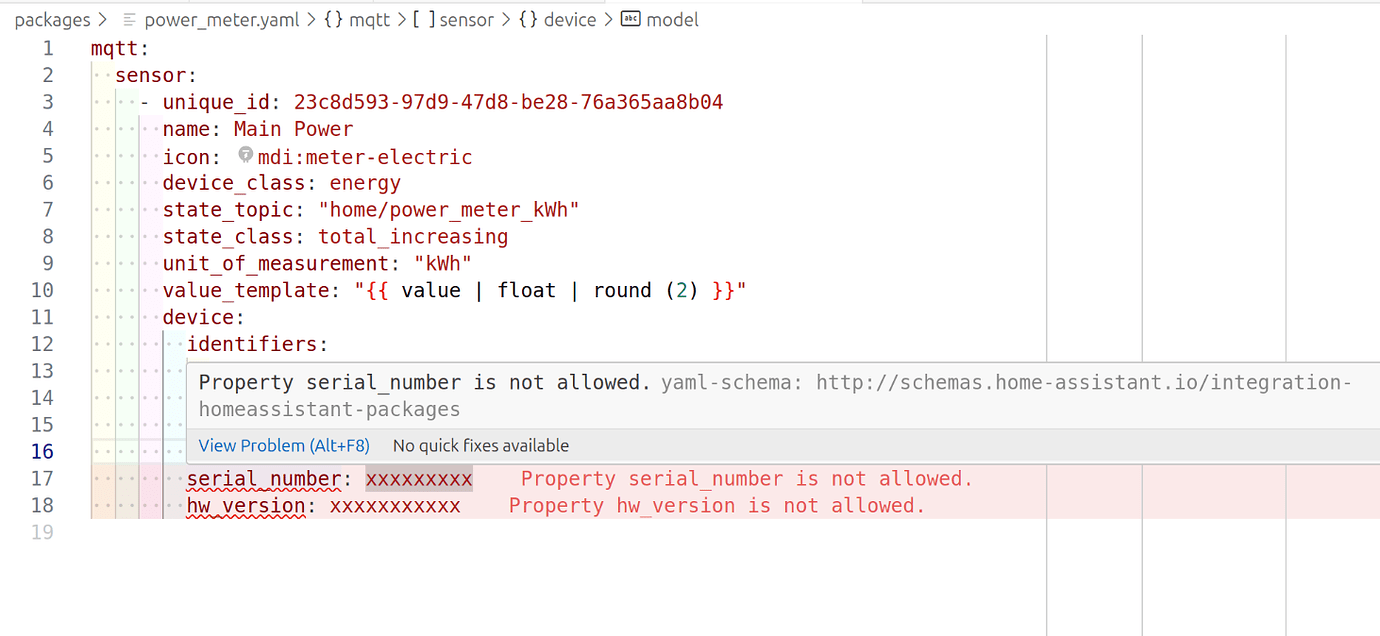 "Property serial_number is not allowed" on mqtt sensor - Configuration ...