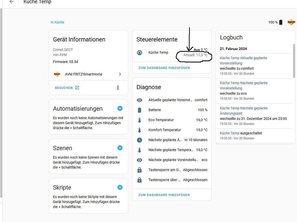 Show only the number (in Celsius) from a DECT Comet Thermostat