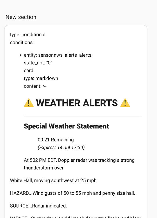 NWS Alerts how to get alert not just count - Frontend - Home Assistant ...