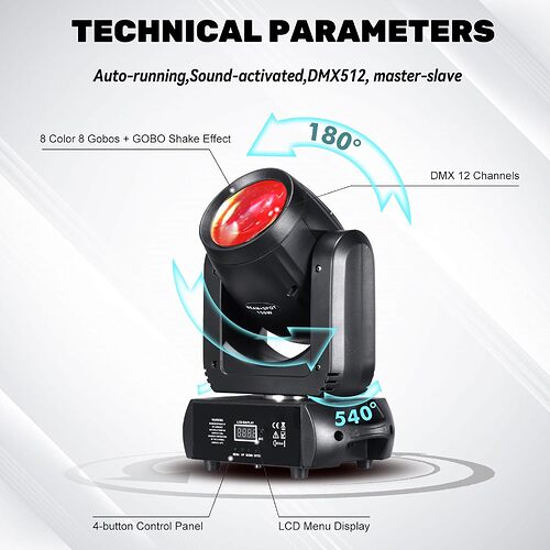 DMX512 LED PTZ Moving Head 150W $199 spec