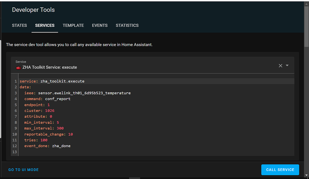 Report Configuration of a Sleepy device with zhatoolkit Zigbee