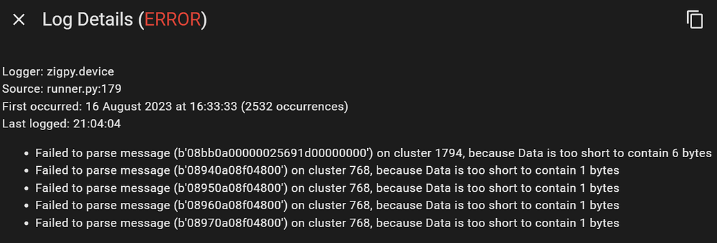 Logs FULL of Failed to parse message (b'08940a08f04800') on cluster 768 ...