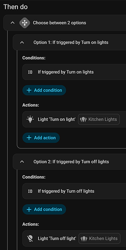 Basic lights on-off with Choose block and Trigger IDs