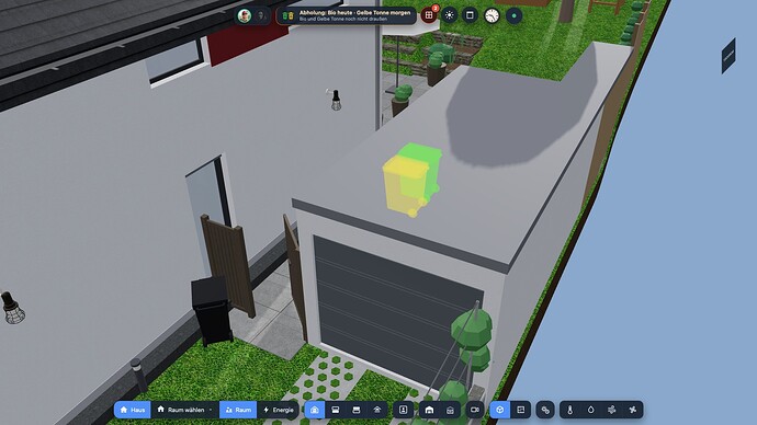 Due bins visible through the garage