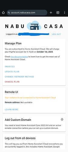 Nabu Casa Remote UI not available