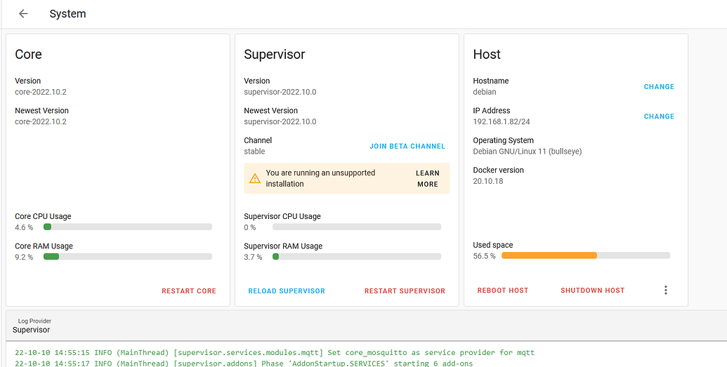Home Assistant System menu information Home Assistant Community