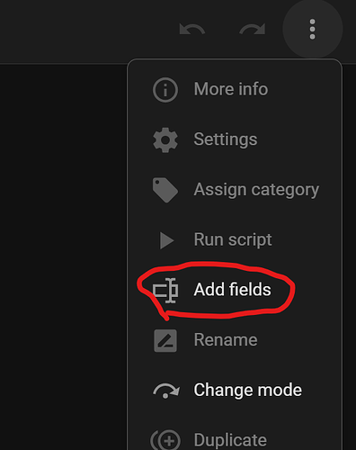 Access fields via the script's context menu