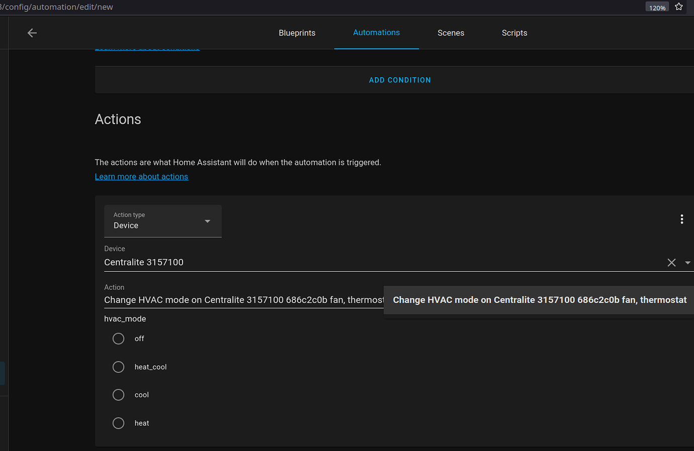 Setting Centralite Pearl termerature via ZHA Zigbee Home Assistant