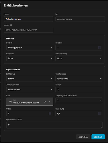 Universal Modbus entity editor