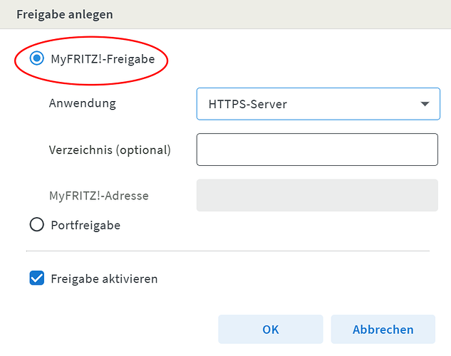 Fritzbox MyFritz Freigabe