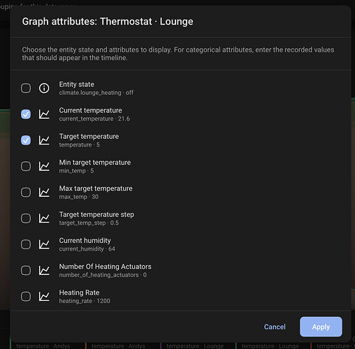 Attribute selection dialog
