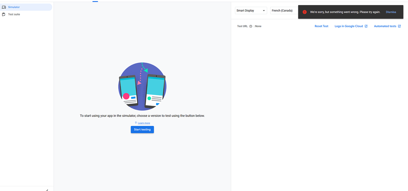 Google Action Google Action Console, can't enable test of my action - Third party ...