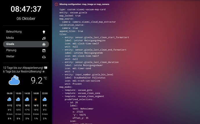 Wall Dashboard error