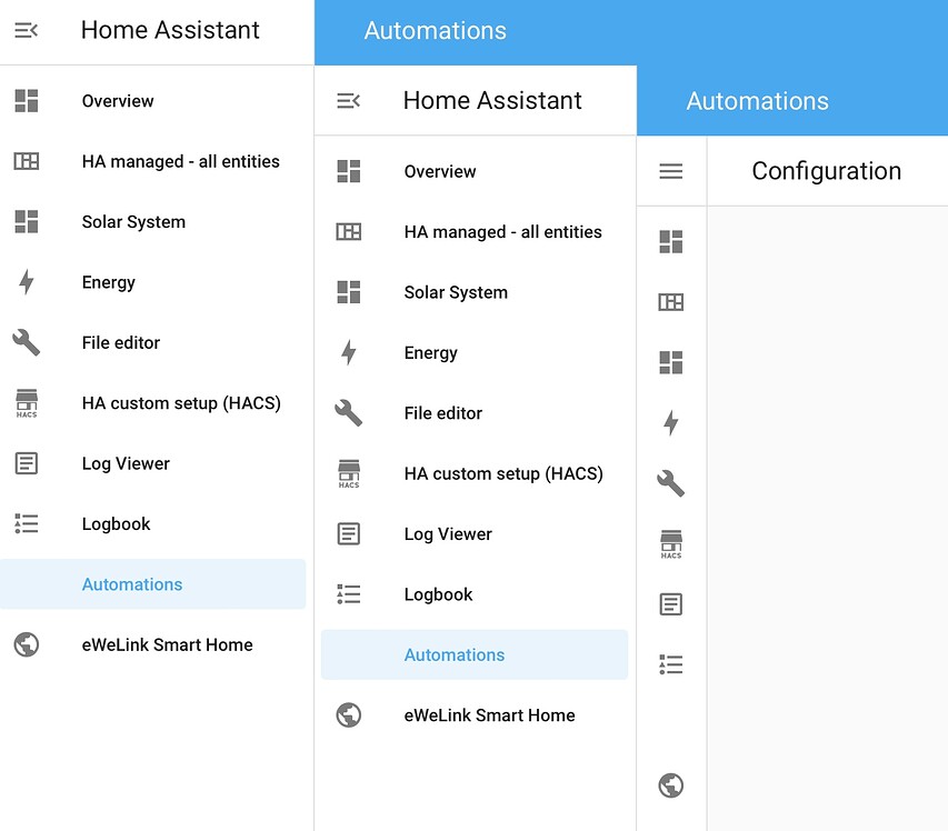 Why is automations not available on the sidebar Frontend Home