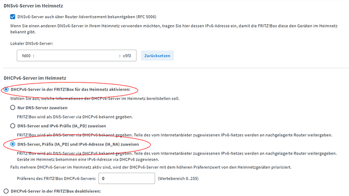 Fritzbox DHCPv6 Server